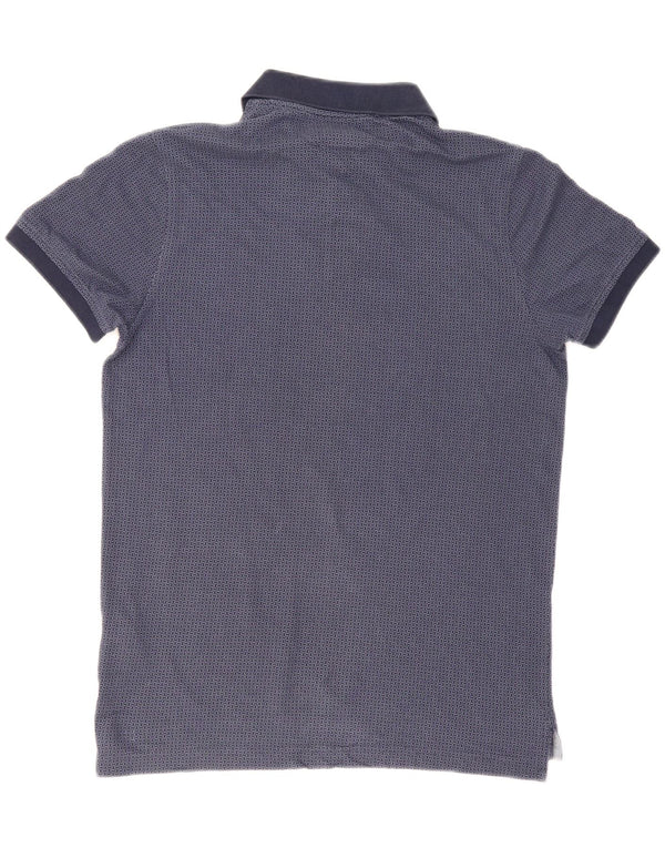 Tommy Hilfiger Mens Slim Fit Polo Shirt Large Navy Blue Geometric Cotton