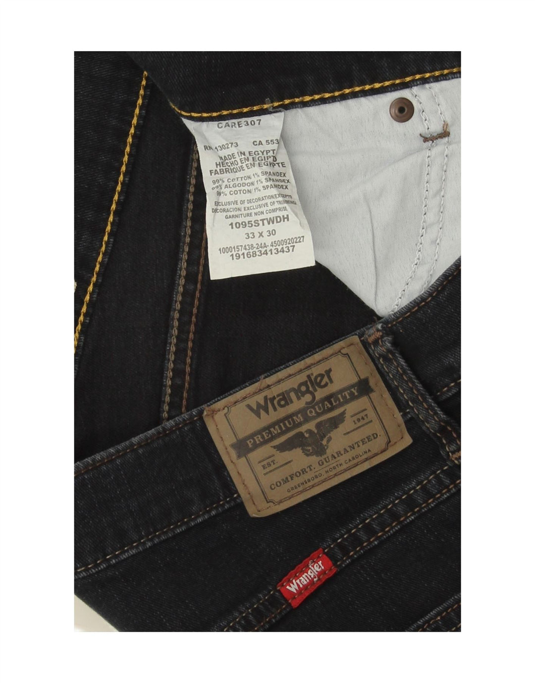 Wrangler Mens Straight Jeans W33 L30 Navy Blue Cotton