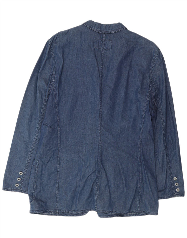Krizia Jeans Womens 1 Button Denim Blazer Jacket IT 46 Large Blue Cotton