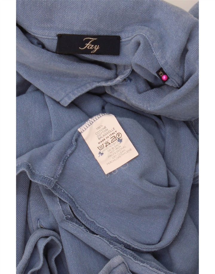 Fay Mens 3/4 Sleeve Shirt 2XL Blue Cotton