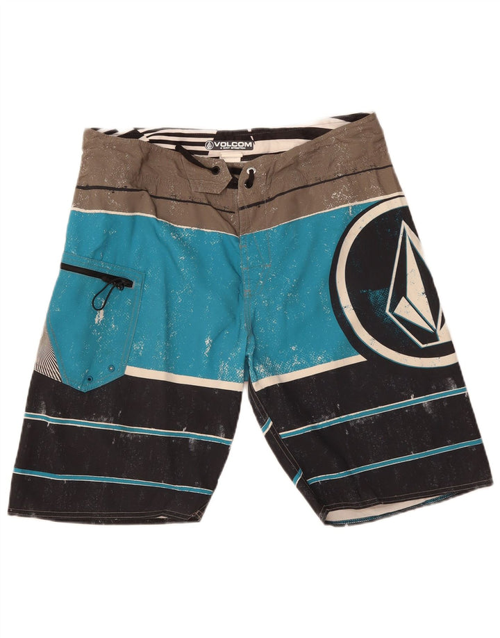 Volcom Mens Swimming Shorts Medium  Blue Colourblock Polyester