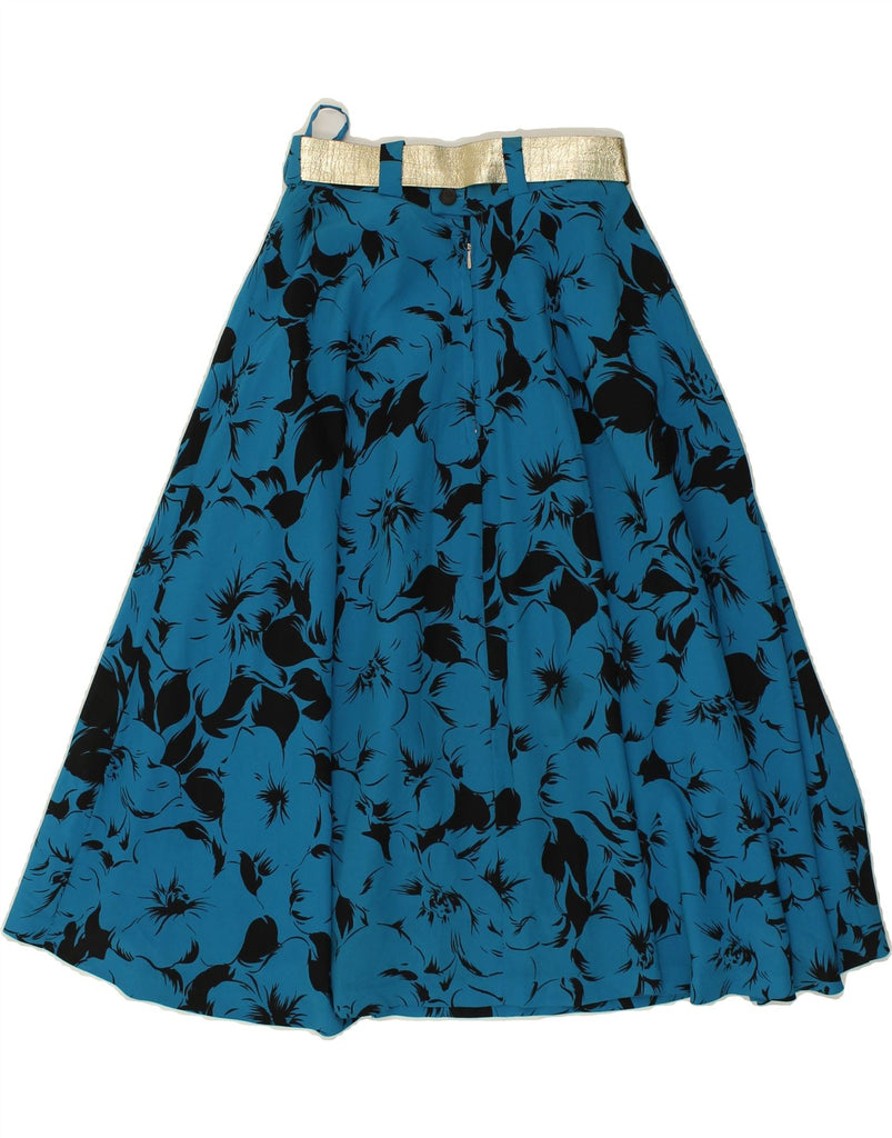 VINTAGE Womens A-Line Skirt W25 XS Blue Floral Vintage Vintage and Second-Hand Vintage from Messina Hembry 