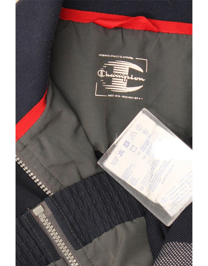 CHAMPION Mens Tracksuit Top Jacket Large Navy Blue Colourblock Polyester