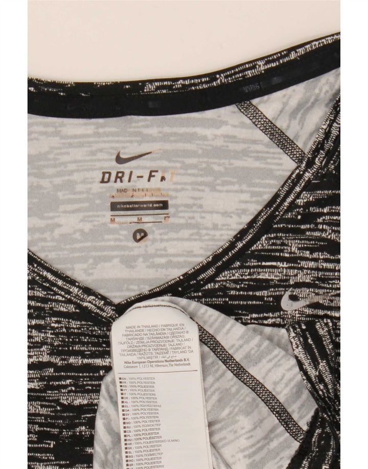 Nike Womens Dri Fit T-Shirt Top UK 12 Medium Black Flecked Polyester