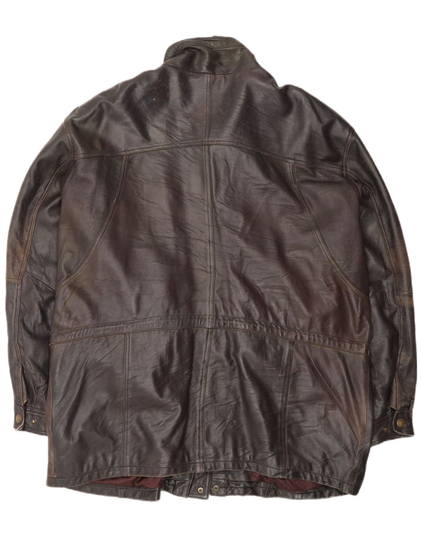 Vintage Mens Leather Jacket UK 44 2XL Black Leather