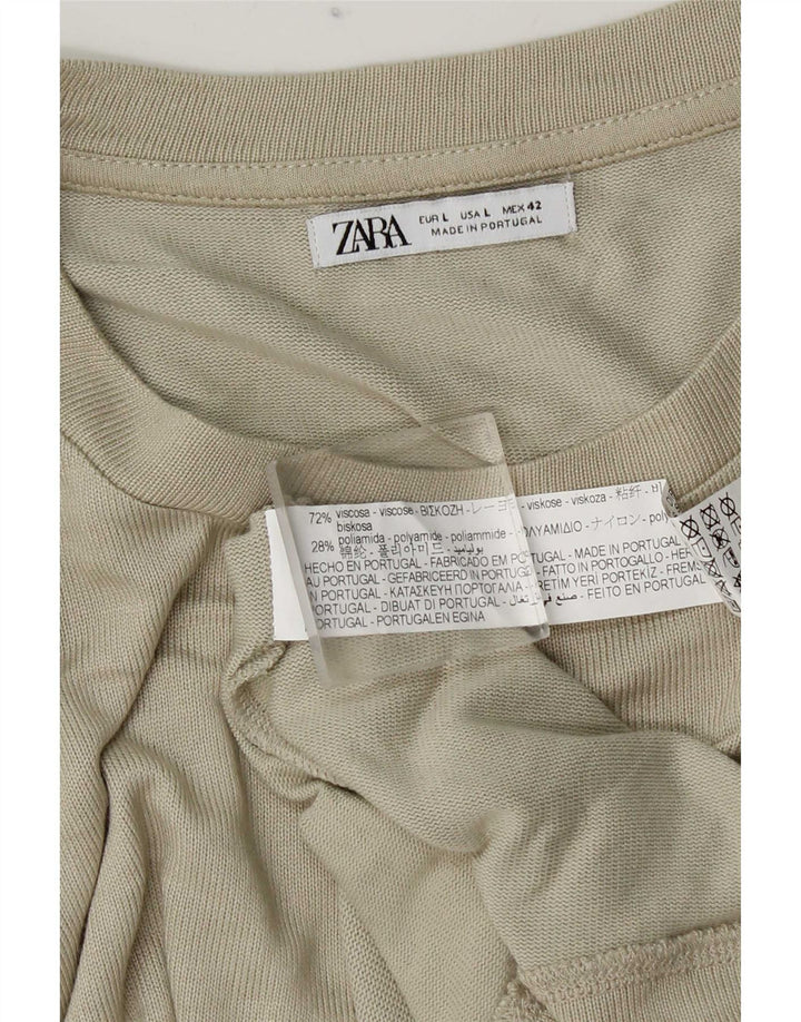 Zara Mens T-Shirt Top Large Grey Viscose