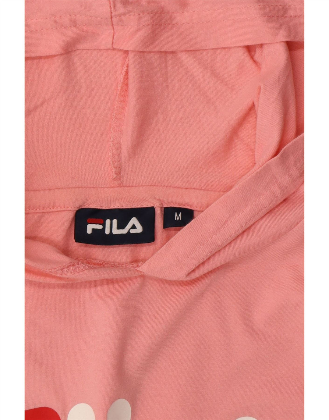 FILA Womens Graphic Crop Hoodie Jumper UK 12 Medium Pink Cotton Vintage Fila and Second-Hand Fila from Messina Hembry 