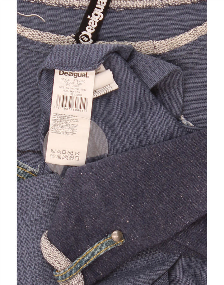 Desigual Womens Graphic Top 3/4 Sleeve UK 14 Medium Navy Blue Patchwork