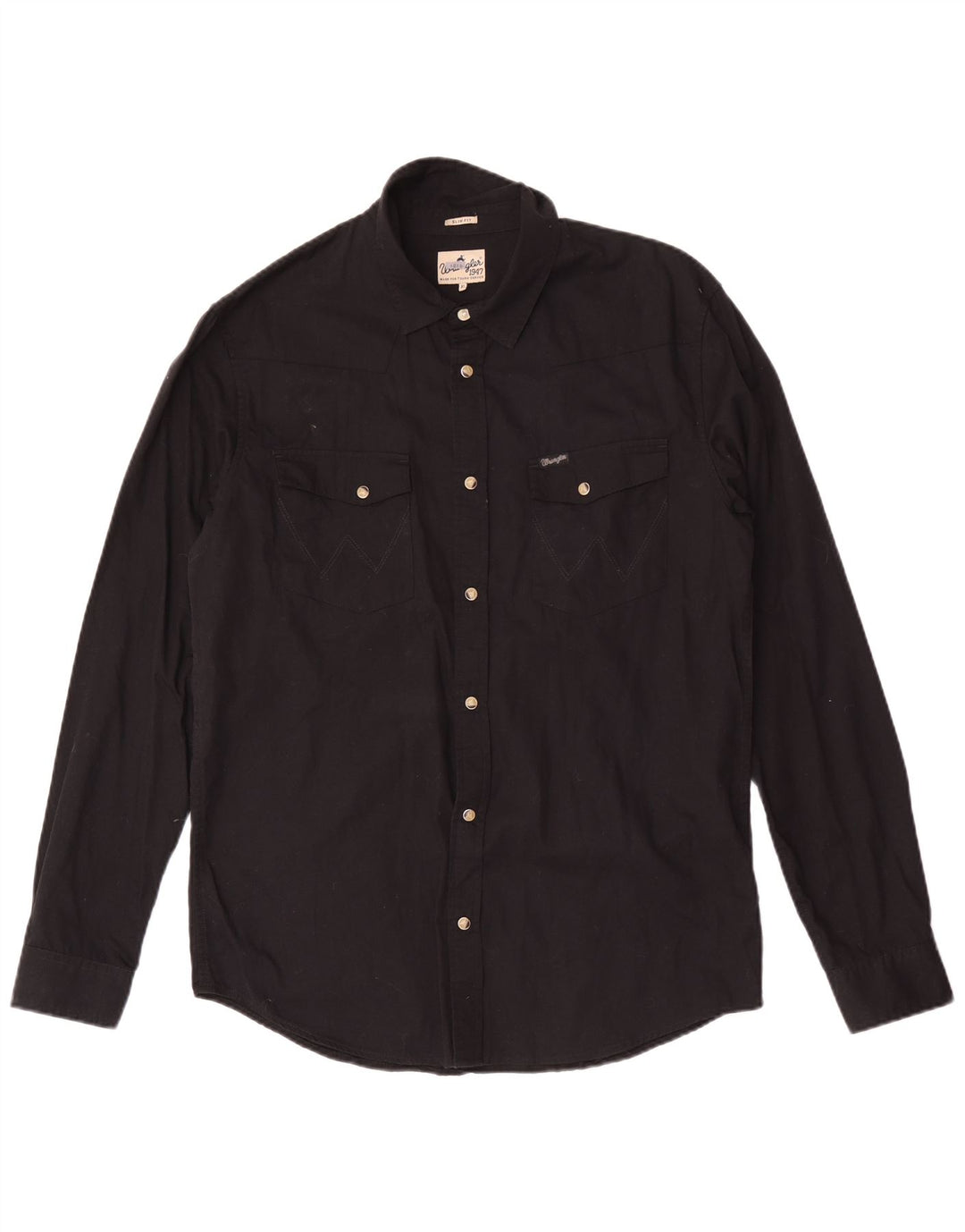 Wrangler Mens Slim Fit Shirt XL Black Cotton
