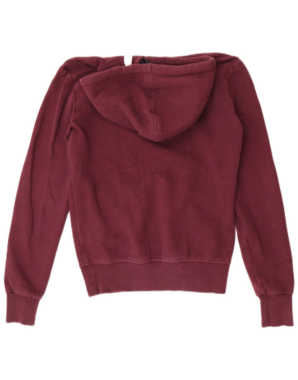 Superdry Mens Graphic Hoodie Jumper Small Burgundy Cotton Retro