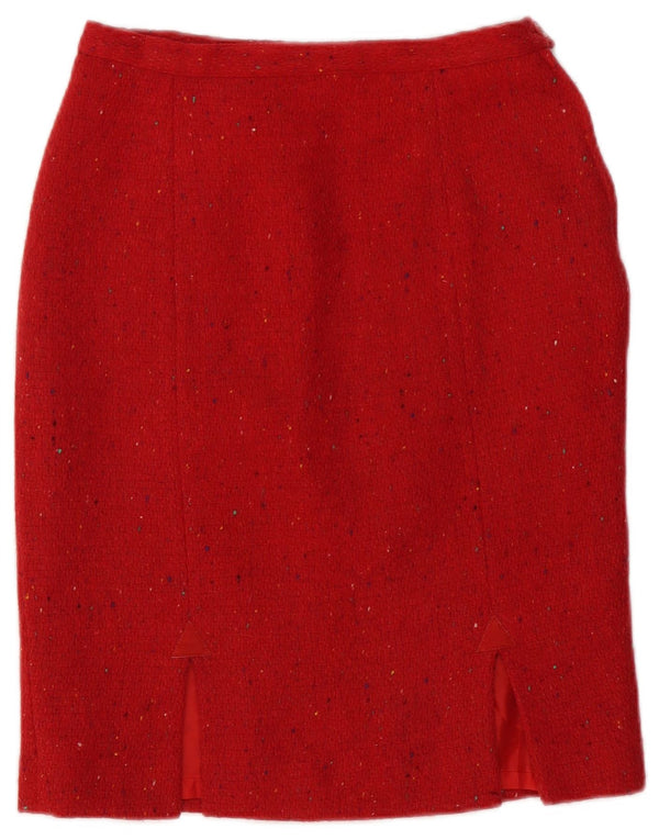 Cacharel Womens Pencil Skirt EU 40 Medium W26  Red Flecked Wool