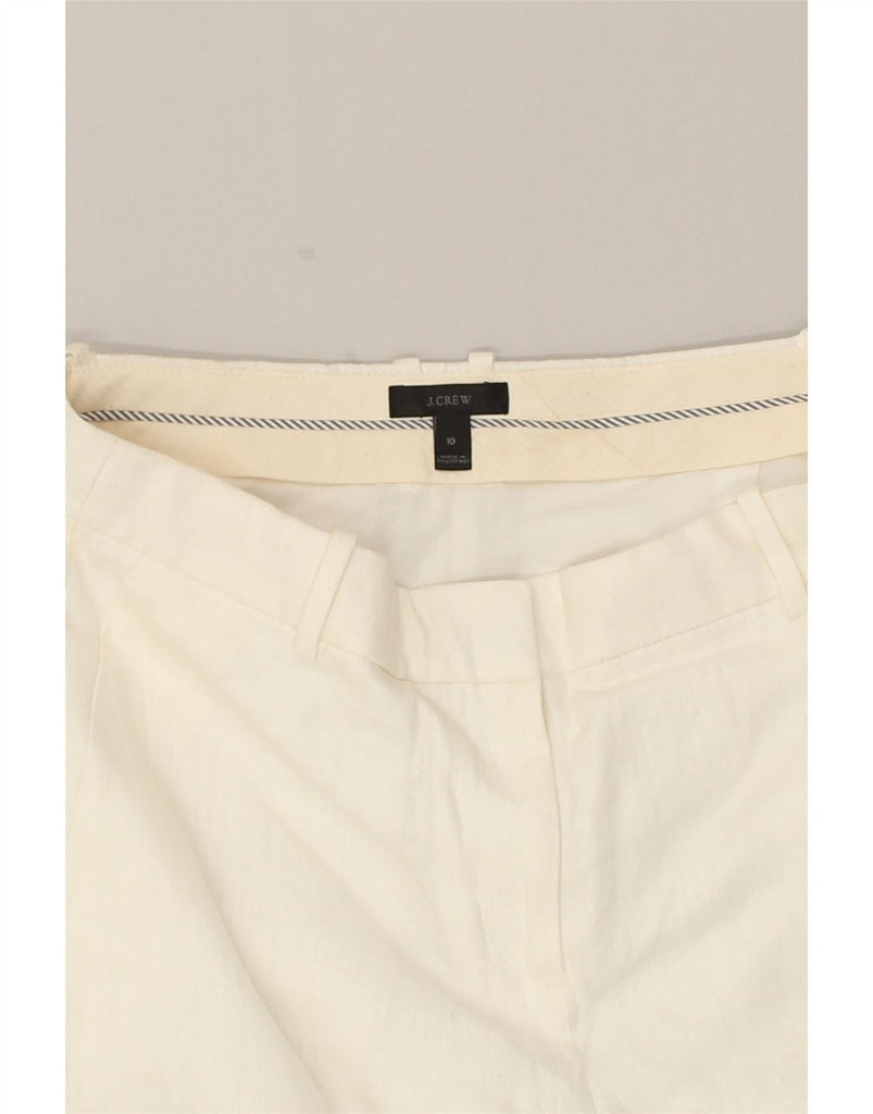 J. CREW Womens Straight Capri Trousers US 10 Large W32 L22 White Linen | Vintage J. Crew | Thrift | Second-Hand J. Crew | Used Clothing | Messina Hembry 