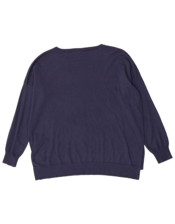 Oasis Womens Loose Fit Crew Neck Jumper Sweater UK 14 Medium Navy Blue