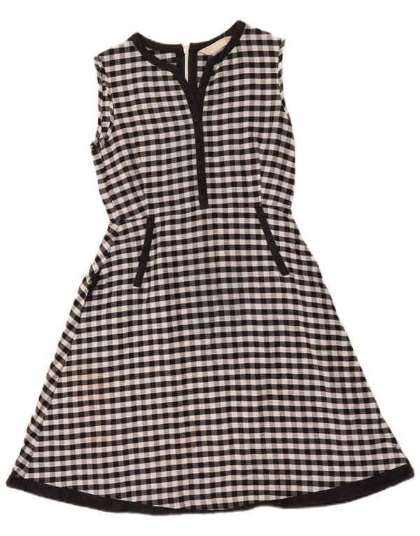 Max Mara Womens Sleeveless A-Line Dress UK 8 Small Black Gingham Cotton