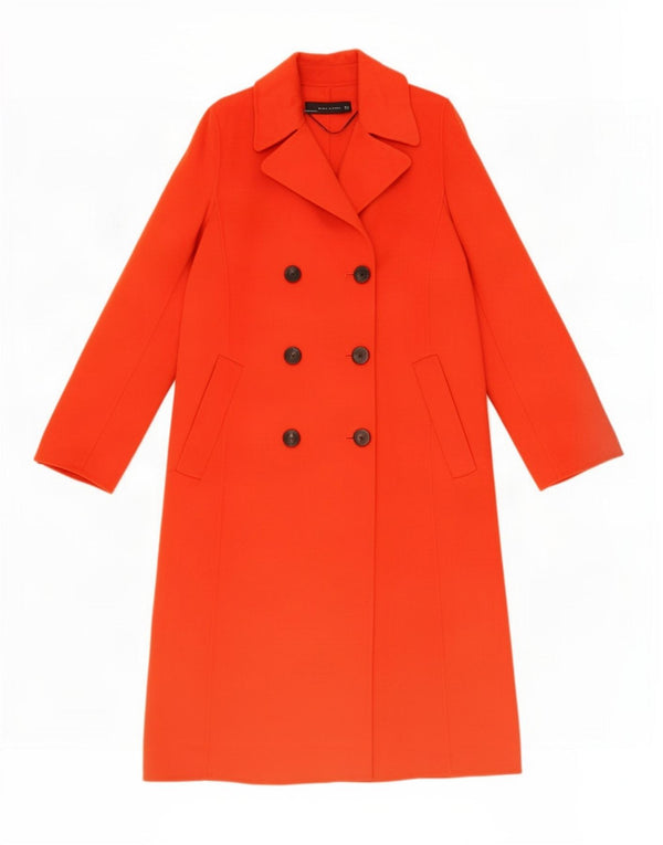 Zara Womens Double Breasted Coat UK 10 Small Red Wool