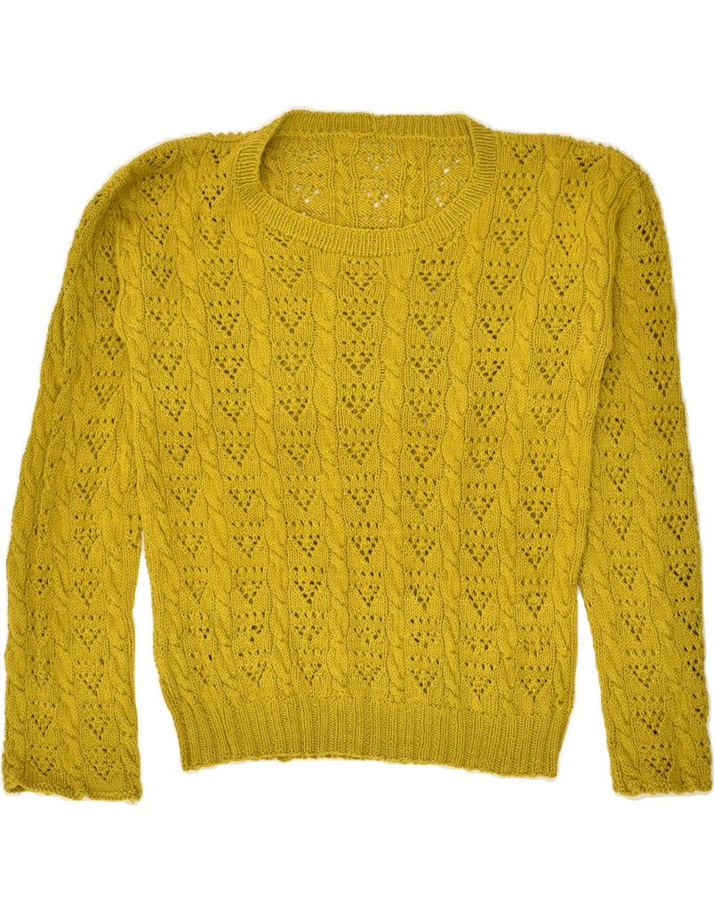 VINTAGE Womens Boat Neck Jumper Sweater UK 10 Small Yellow | Vintage Vintage | Thrift | Second-Hand Vintage | Used Clothing | Messina Hembry 