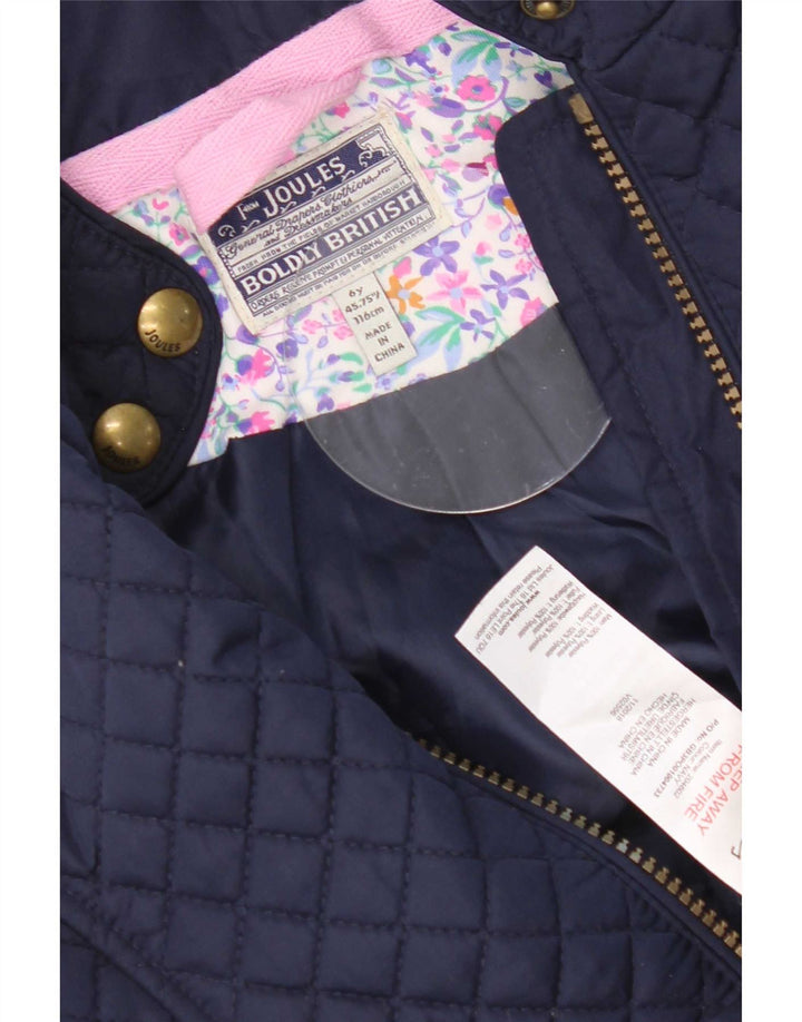 Joules Girls Quilted Gilet 5-6 Years Navy Blue Polyester