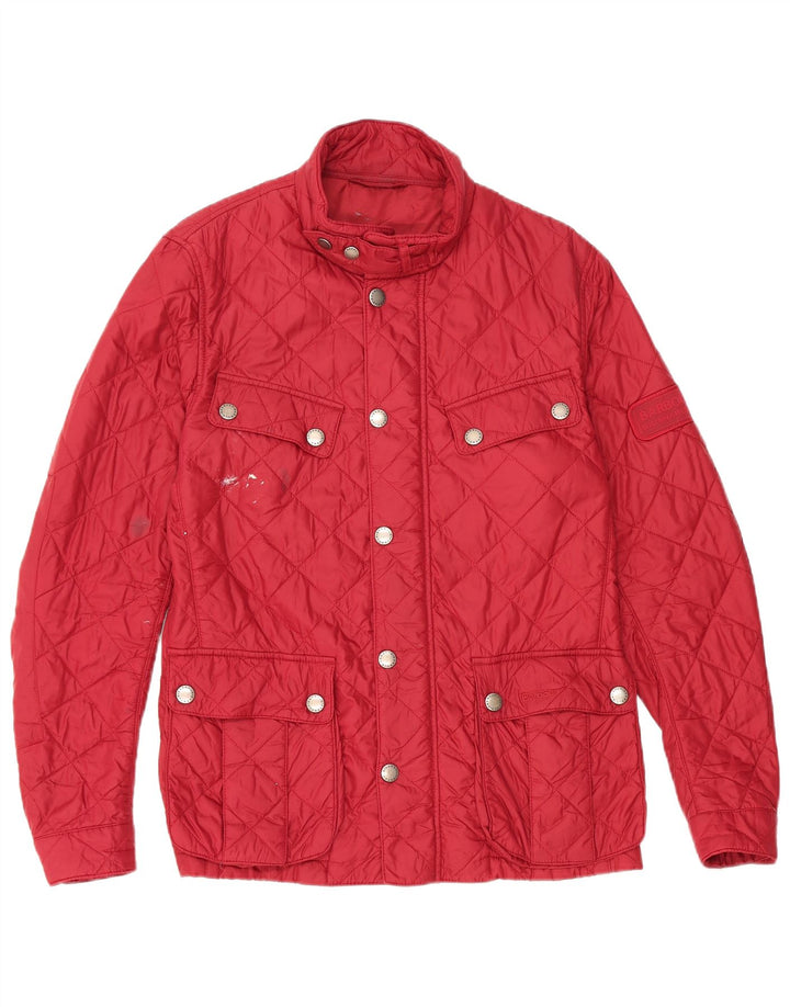 BARBOUR Mens Quilted Jacket UK 38 Medium Red Polyamide