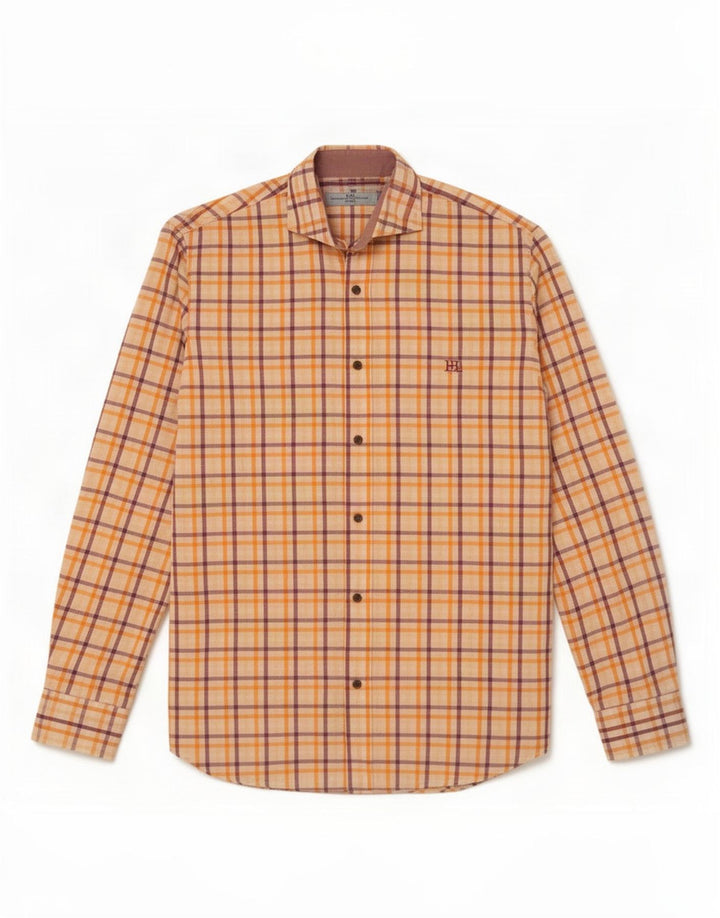 Harmont & Blaine Mens Shirt Large Orange Check Cotton