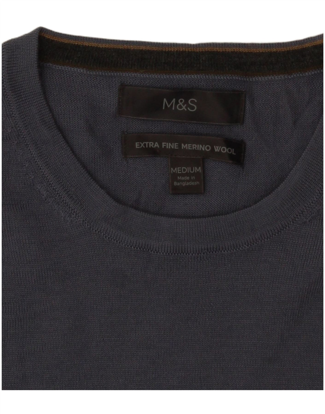 Marks & Spencer Mens Crew Neck Jumper Sweater Medium Blue Wool