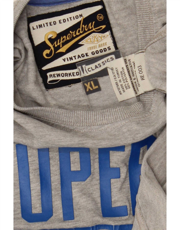 Superdry Mens Graphic T-Shirt Top XL Grey Cotton