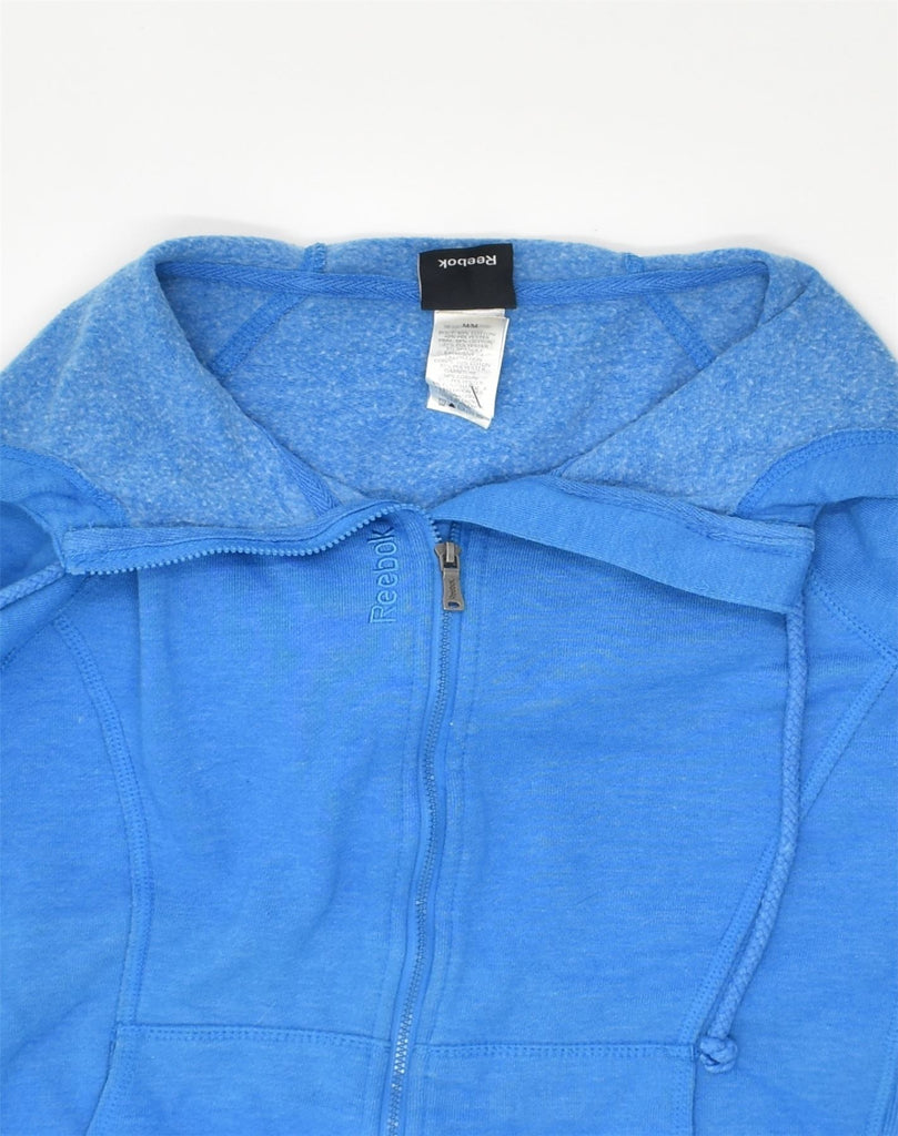 REEBOK Womens Zip Hoodie Sweater UK 14 Medium Blue Cotton | Vintage Reebok | Thrift | Second-Hand Reebok | Used Clothing | Messina Hembry 