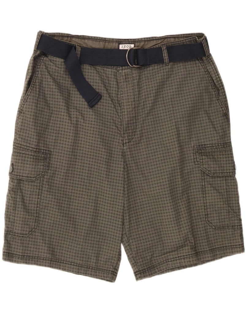 IZOD Mens Cargo Shorts  W42 2XL Khaki Gingham Cotton Vintage Izod and Second-Hand Izod from Messina Hembry 