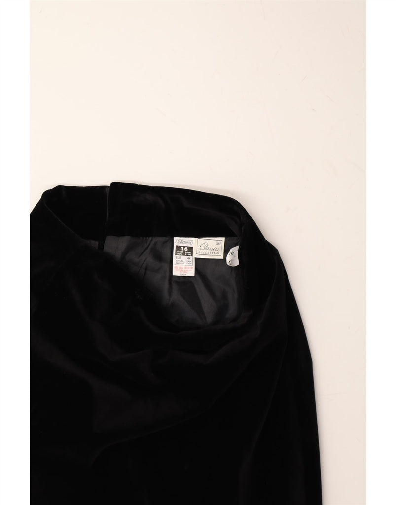 ST. BERNARD Womens Velvet Pencil Skirt UK 16 Large W32  Black Cotton Vintage St. Bernard and Second-Hand St. Bernard from Messina Hembry 