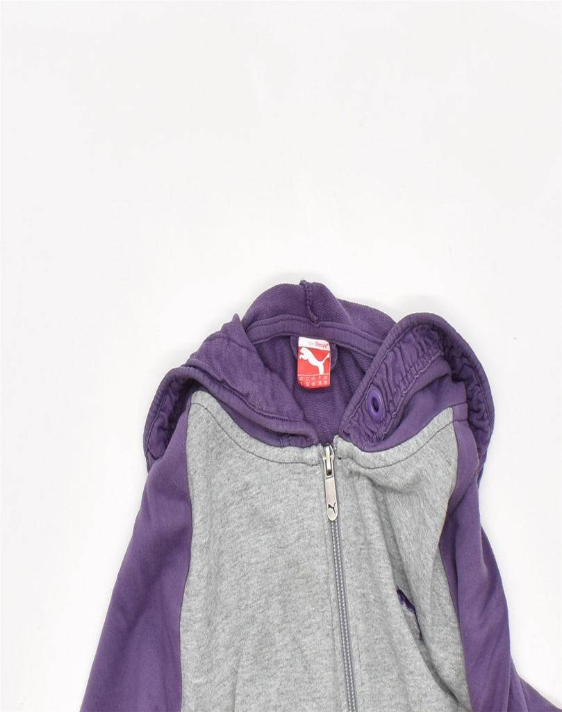 PUMA Womens Zip Hoodie Sweater UK 10 Small Purple Colourblock Cotton | Vintage | Thrift | Second-Hand | Used Clothing | Messina Hembry 