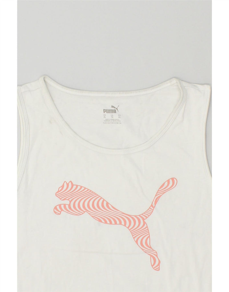 PUMA Womens Graphic Vest Top UK 18 XL White Cotton Vintage Puma and Second-Hand Puma from Messina Hembry 