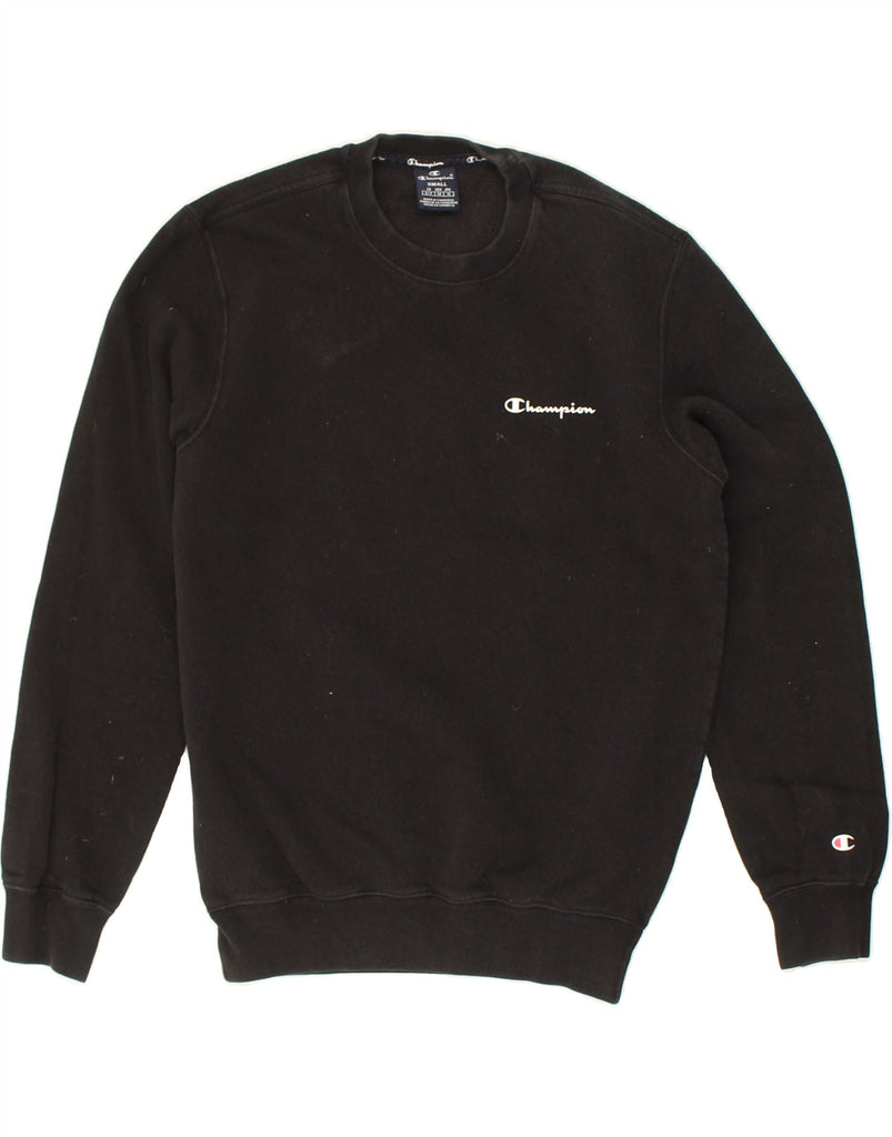 CHAMPION Mens Sweatshirt Jumper Small Black Cotton | Vintage Champion | Thrift | Second-Hand Champion | Used Clothing | Messina Hembry 