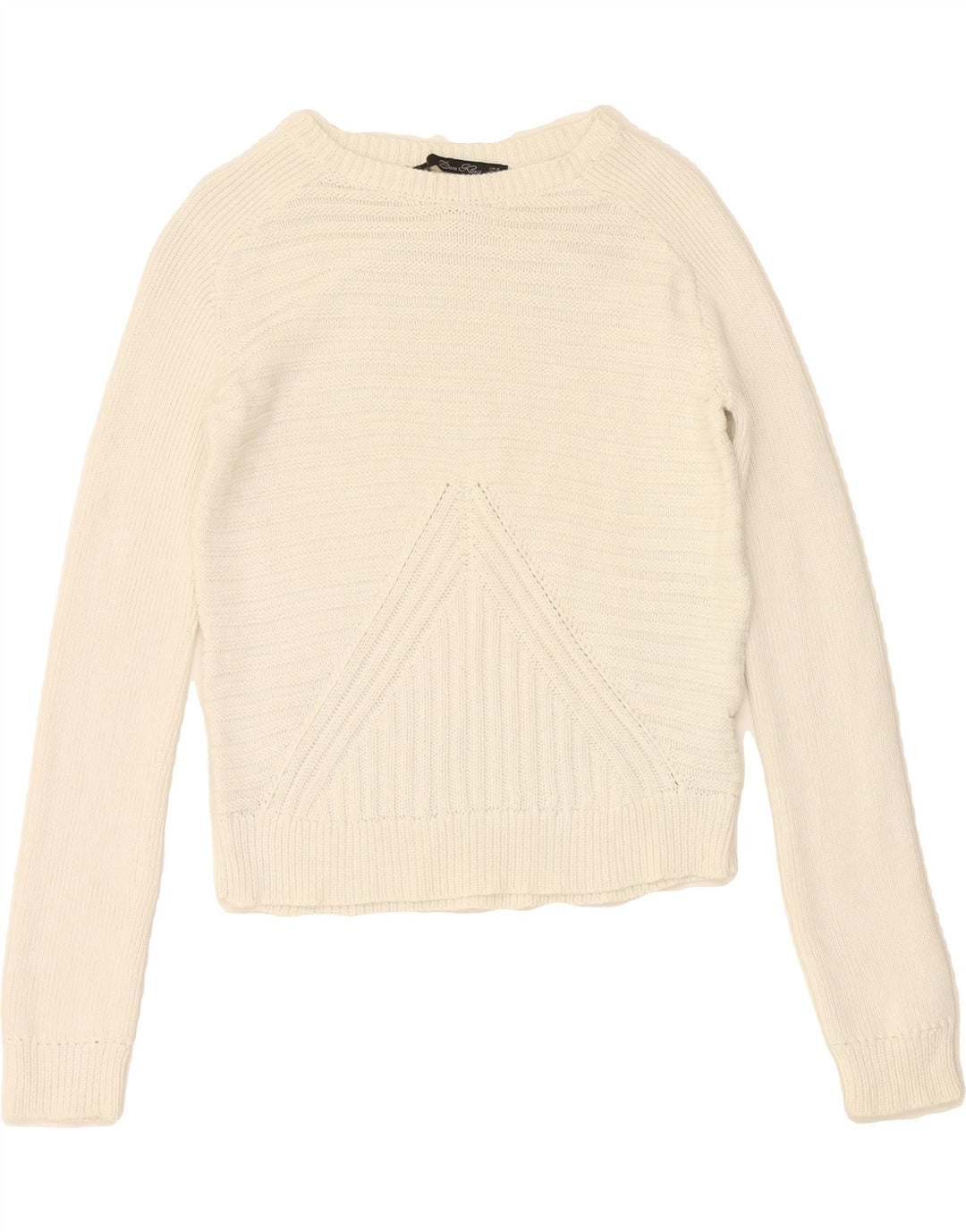 ZARA Womens Boat Neck Jumper Sweater UK 12 Medium White Cotton Vintage Zara and Second-Hand Zara from Messina Hembry 