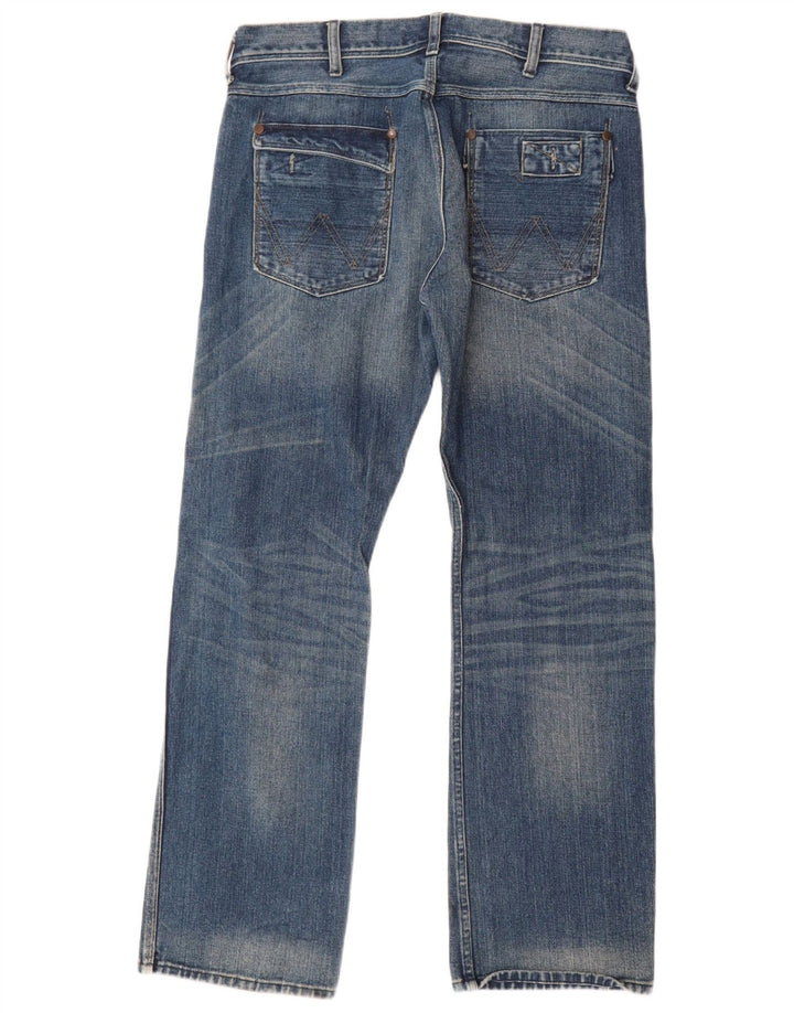 Wrangler Mens Ace Straight Jeans W34 L32 Blue Cotton