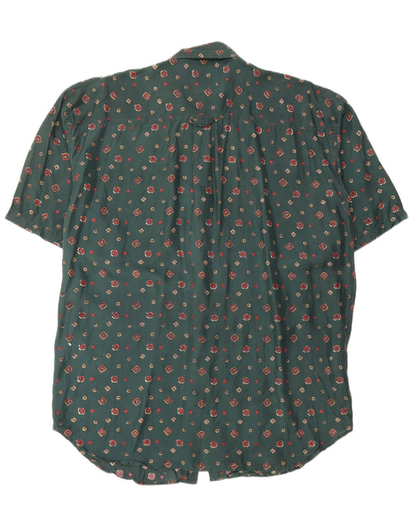 Fuzi Silks Mens Short Sleeve Shirt Large Green Floral