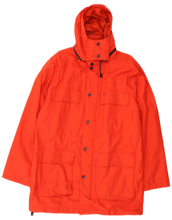 Tommy Hilfiger Mens Hooded Windbreaker Coat UK 40 Large Red Cotton
