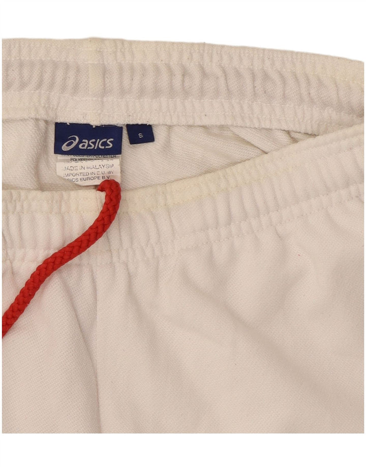 Asics Womens Graphic Tracksuit Trousers Joggers UK 8 Small White Polyester