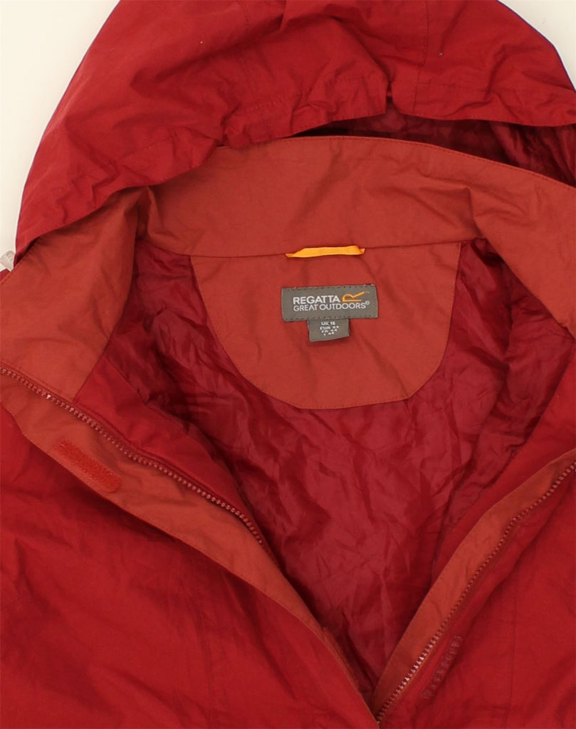 REGATTA Womens Hooded Windbreaker Jacket UK 16 Large  Red Cotton | Vintage Regatta | Thrift | Second-Hand Regatta | Used Clothing | Messina Hembry 