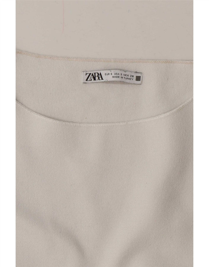 Zara Womens Crop Batwing Blouse Top UK 8 Small White