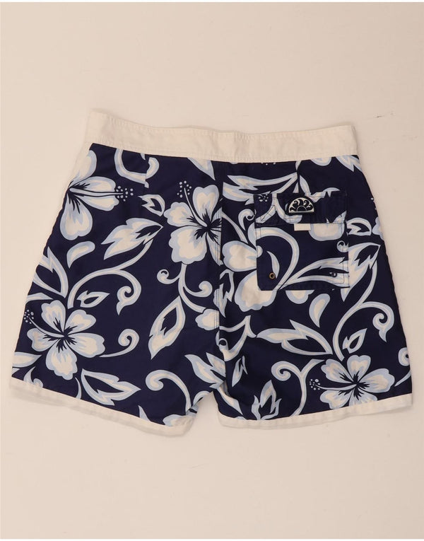 Sundek Mens Swimming Shorts Medium  Navy Blue Floral Polyester