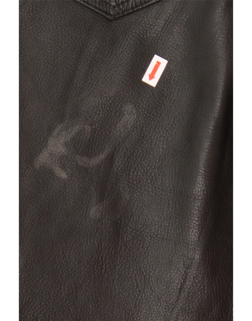 VINTAGE Mens Leather Dungarees Cropped Trousers W48 L26 Black Leather Vintage Vintage and Second-Hand Vintage from Messina Hembry 