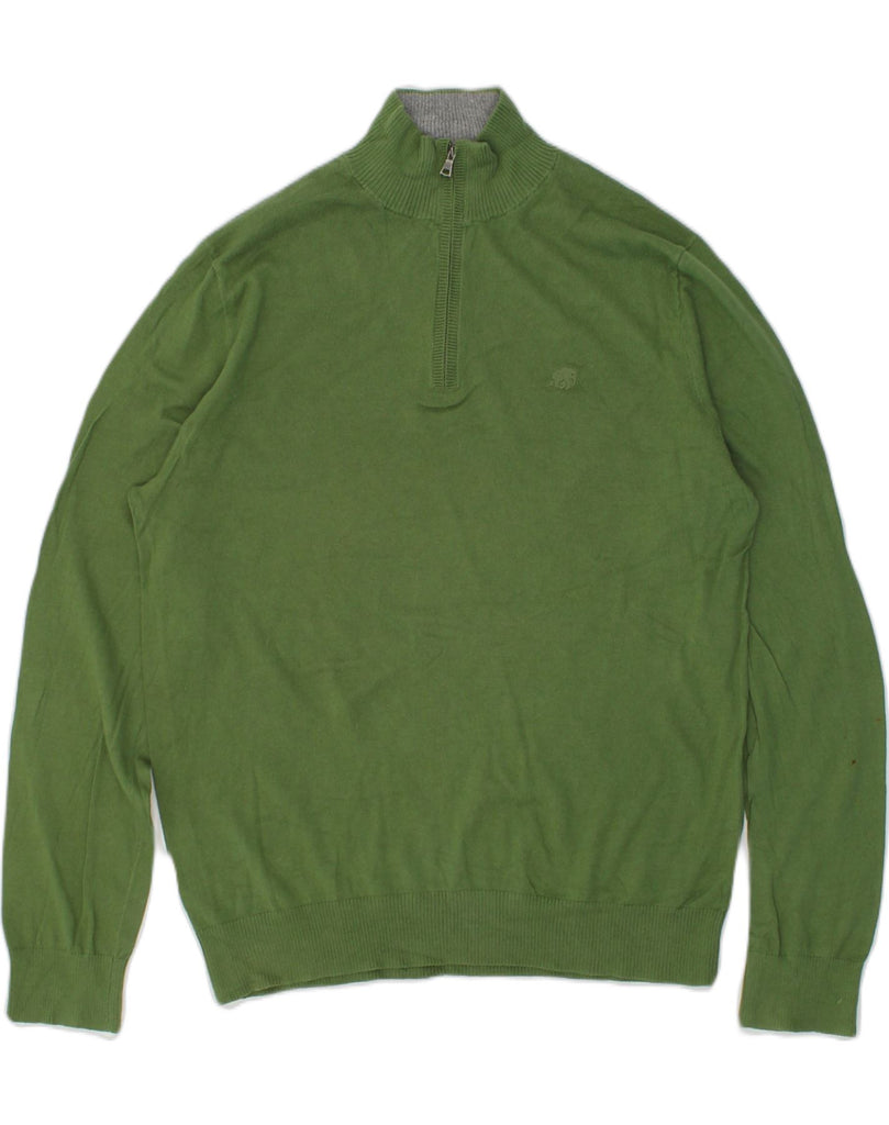 BANANA REPUBLIC Mens Zip Neck Jumper Sweater Medium Green Cotton | Vintage Banana Republic | Thrift | Second-Hand Banana Republic | Used Clothing | Messina Hembry 