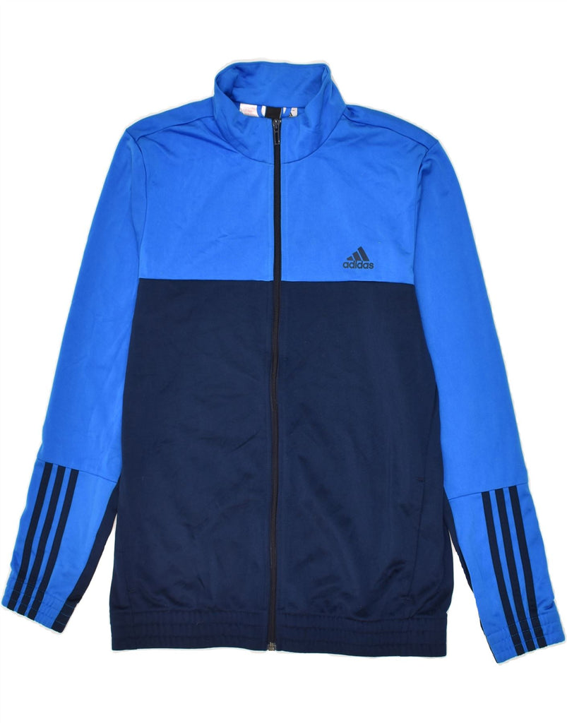 ADIDAS Boys Tracksuit Top Jacket 15-16 Years Blue Colourblock Polyester | Vintage Adidas | Thrift | Second-Hand Adidas | Used Clothing | Messina Hembry 