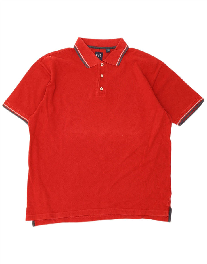 Gap Mens Polo Shirt Large Red Striped Cotton