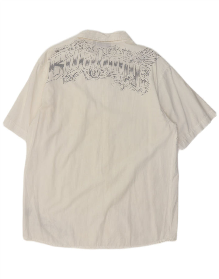 Billabong Mens Graphic Short Sleeve Shirt Large White Striped Polyester