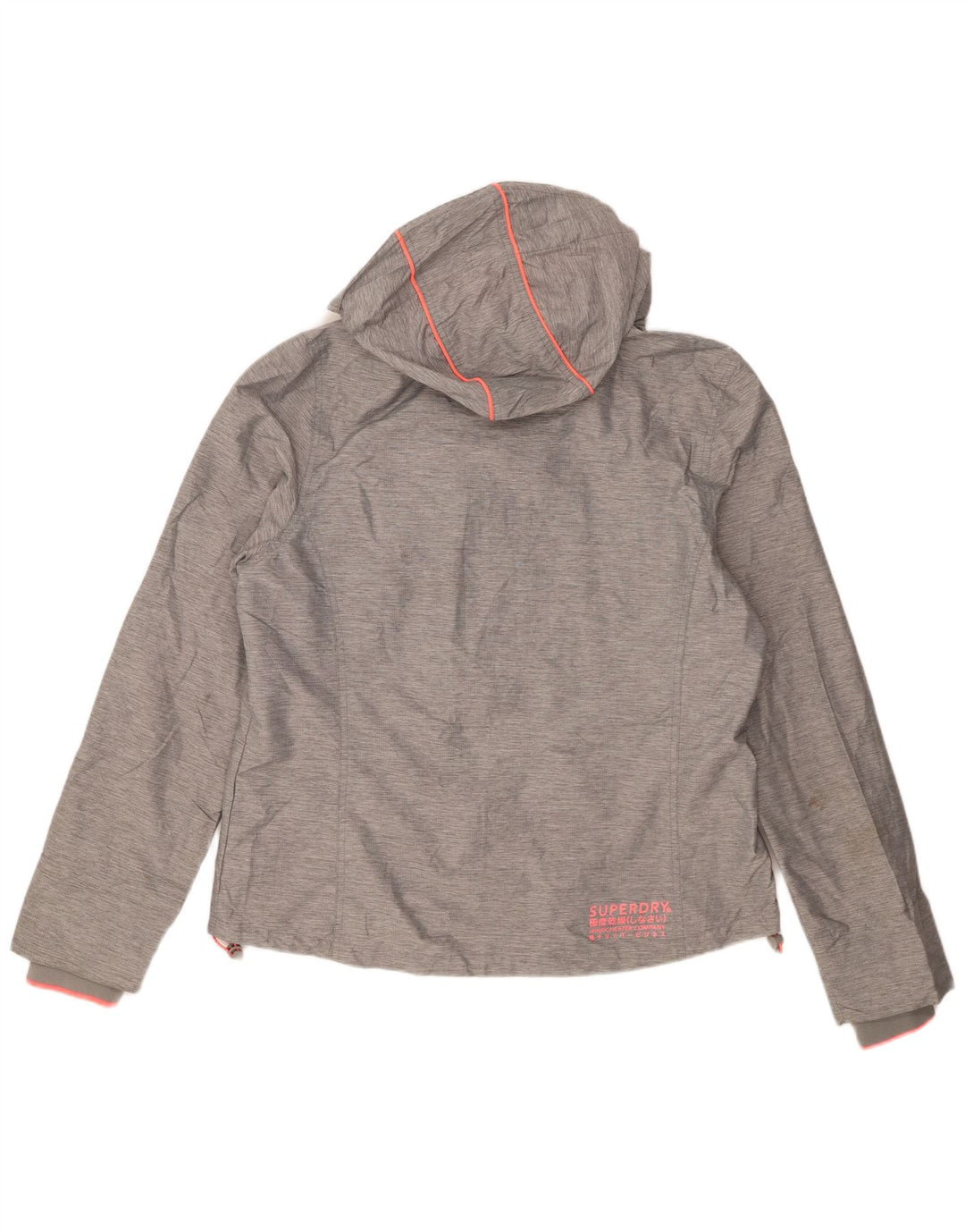 Superdry Womens Hooded Rain Jacket UK 18 XL Grey Nylon