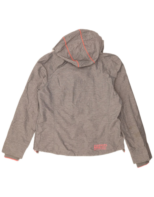 Superdry Womens Hooded Rain Jacket UK 18 XL Grey Nylon