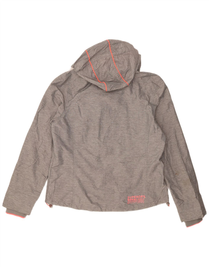 Superdry Womens Hooded Rain Jacket UK 18 XL Grey Nylon