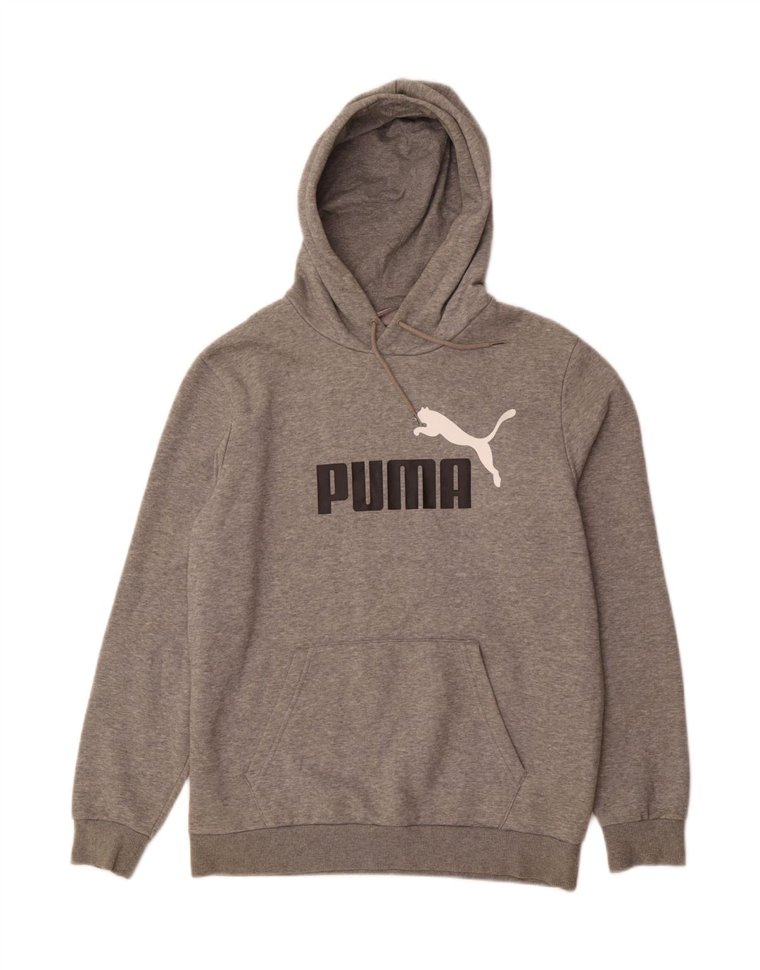 PUMA Mens Graphic Hoodie Jumper Medium Grey Cotton