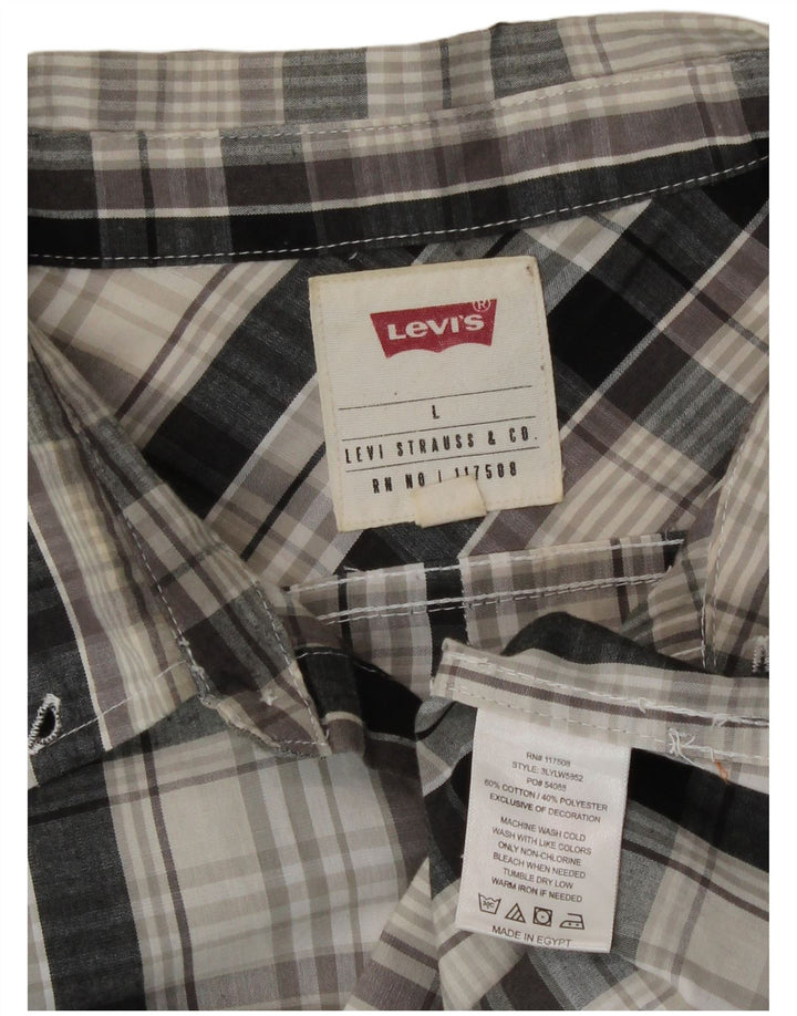 Levi's Mens Shirt Large Grey Check Cotton