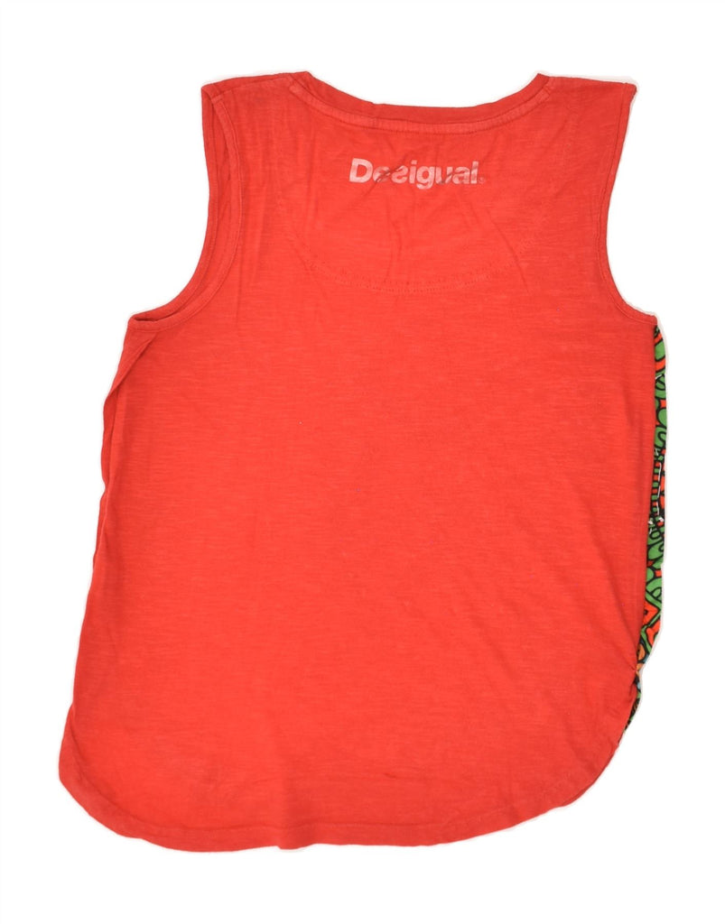 DESIGUAL Womens Graphic Vest Top UK 12 Medium Red Geometric Polyester | Vintage Desigual | Thrift | Second-Hand Desigual | Used Clothing | Messina Hembry 